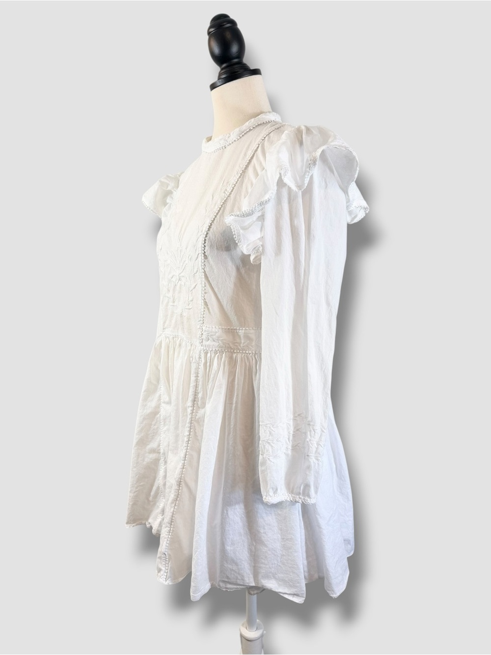 Banana Republic Esme Embroidered Mini Dress XS White Bridal Cottagecore Spring - Picture 5 of 15